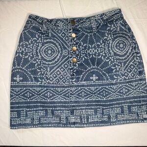 Free People Denim Patterned Mini Skirt